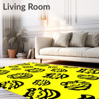 Bright Yellow Tribal Face Rug