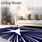 White Star Burst Navy Rug