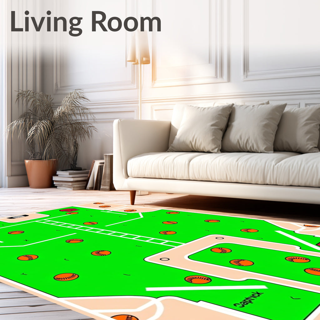 Green Baseball Field Intricate Layout Rug
