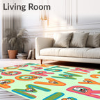 Colorful Alphabet Characters Whimsical Fun Rug