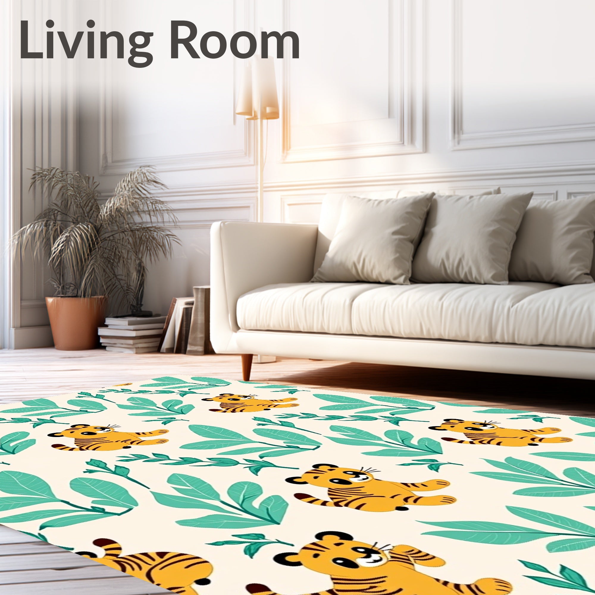 Cute Tiger Leafy Jungle Adventure Rug