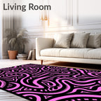 Hot Pink Abstract Swirl Tribal Design Rug