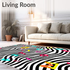 Vibrant Alphabet Zebra Wave Rug