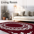 Crimson White Floral Medallion Corners Rug