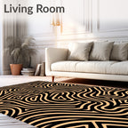 Curving Black Peach Labyrinth Rug