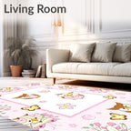 Sweet Pink Owl Butterflies Floral Rug