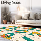 Whimsical Leafy Alphabet Floral Accents Rug