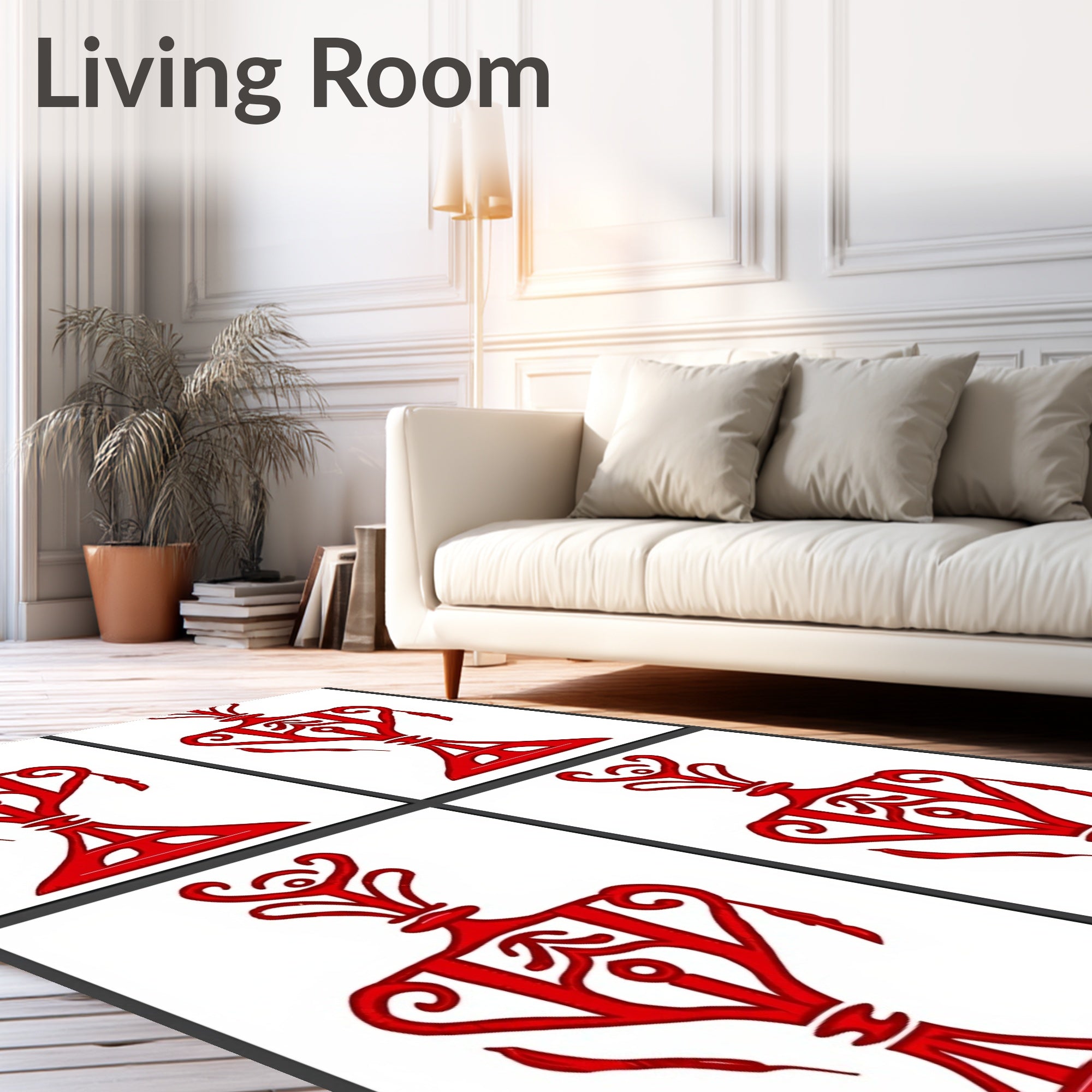 Red Ornate Vintage Vase Motif Rug