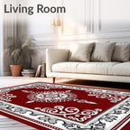 Deep Red Ornate Starburst Framing Rug