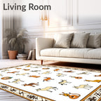 Whimsical Animals Bordered Ivory Rug