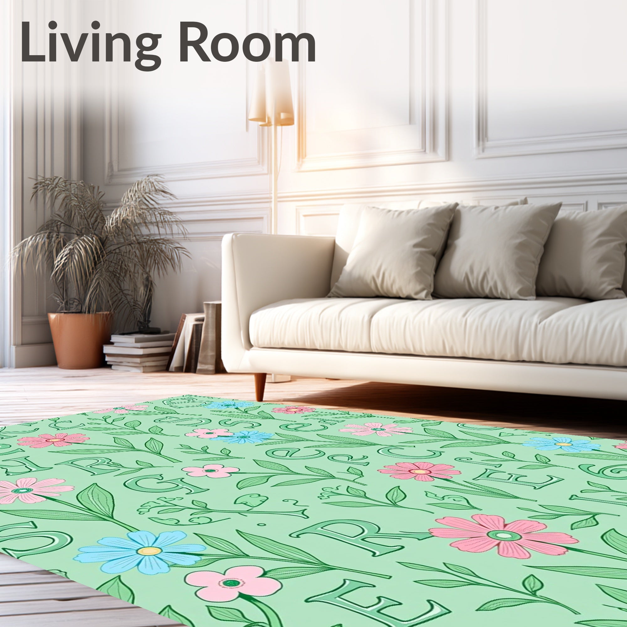 Pastel Garden Letter Bloom Rug