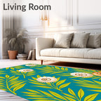 Aqua Teal Tropical Shell Leaf Rug