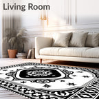 Monochromatic Ornate Mandala Starburst Rug