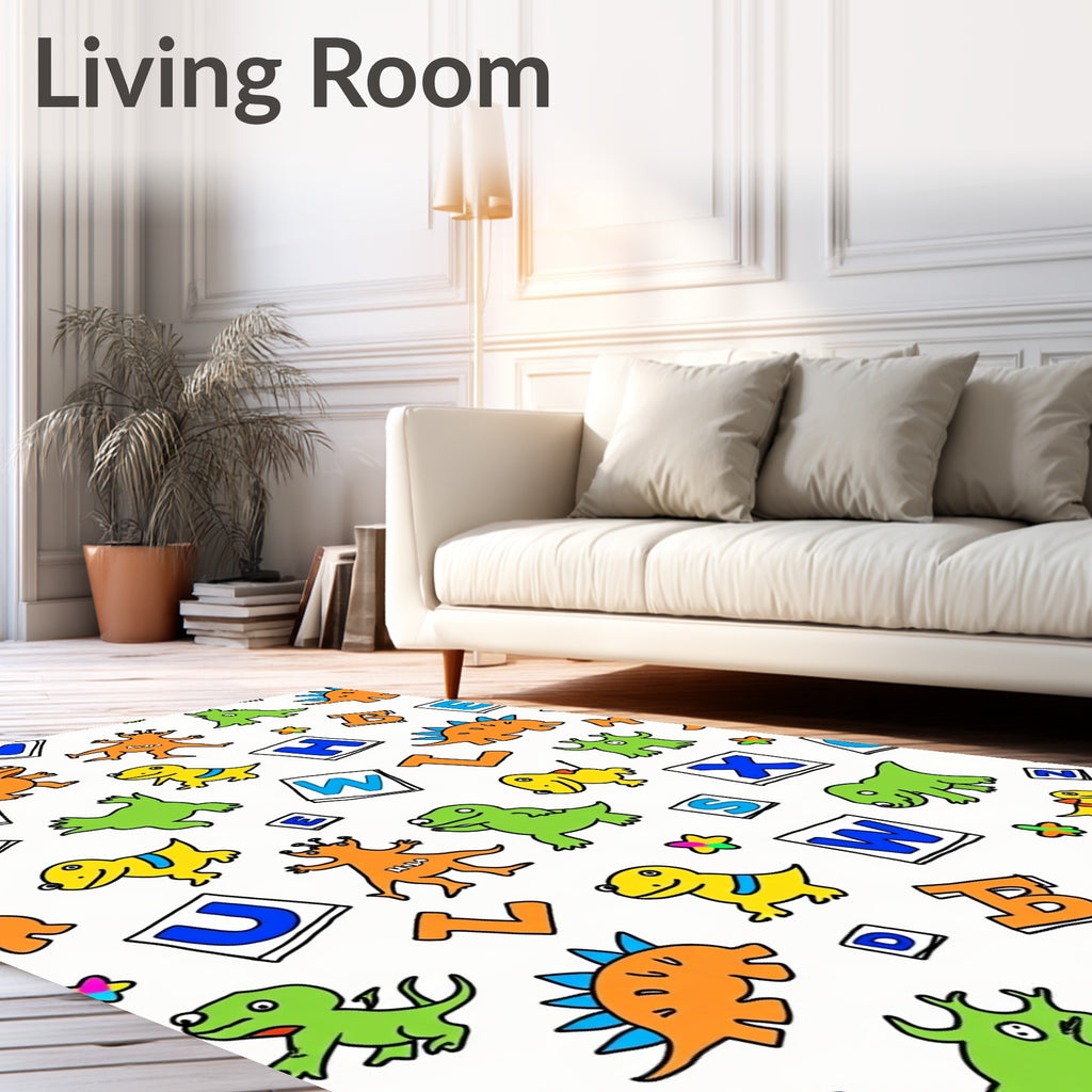 Whimsical Dinosaur Alphabet Animals Rug