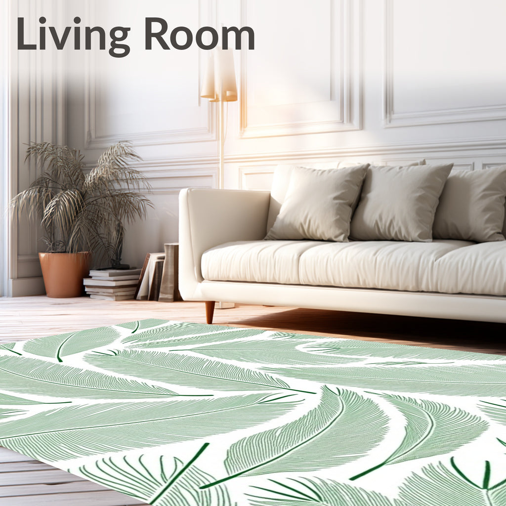 Green Feather Fern Arrangement Rug