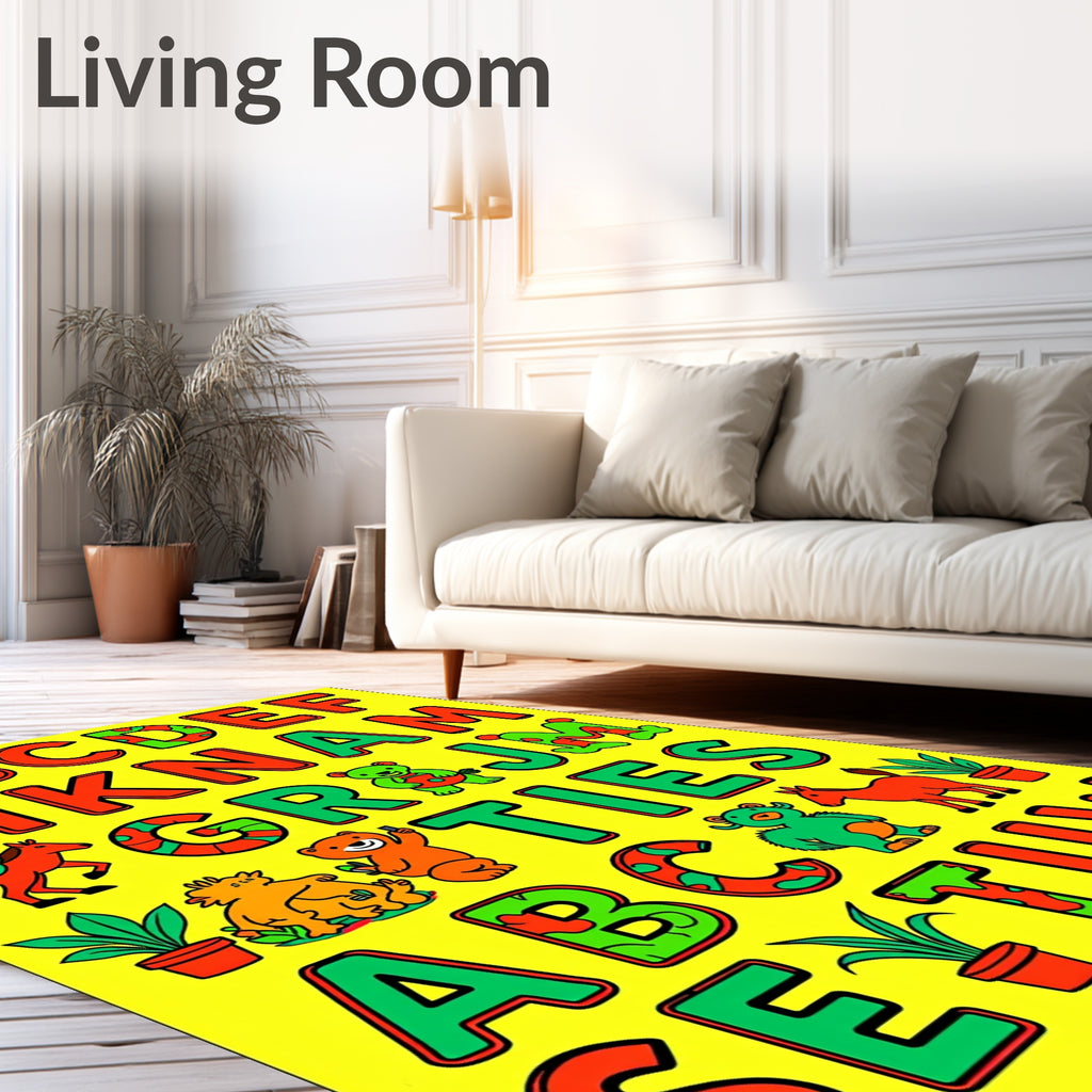 Whimsical Alphabet Animals Bright Rug