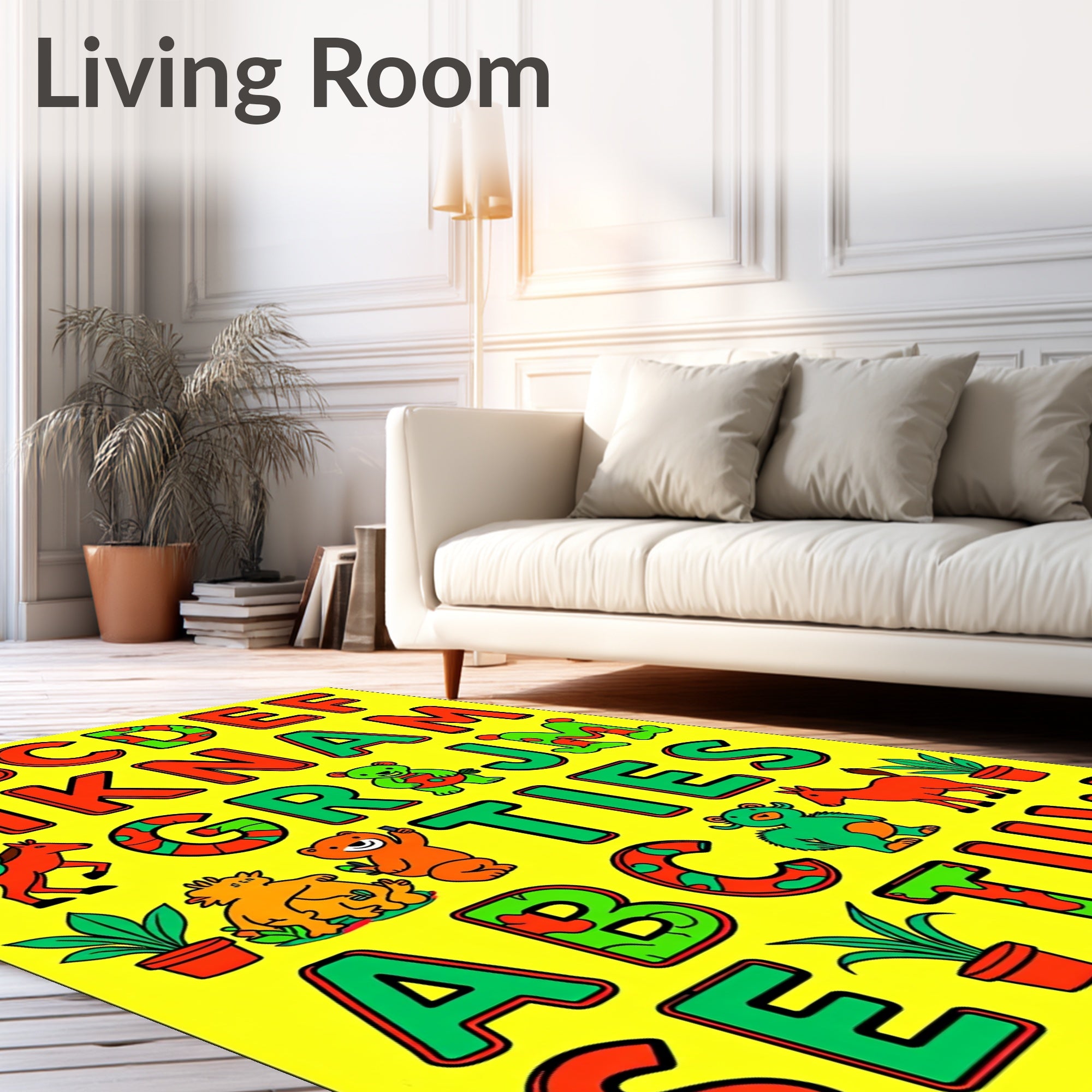 Whimsical Alphabet Animals Bright Rug