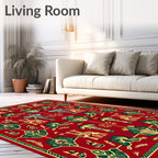 Red African Elephant Giraffe Fauna Rug