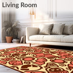 Playful Coral Cartoon Creature Collage Rug
