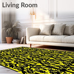 Bold Yellow Black Tribal Imprints Rug