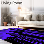 Bold Purple Comic City Skyline Rug