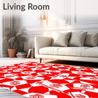 Red White Abstract Tribal Figures Rug