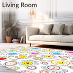 Whimsical Happy Faces Smiley Circle Collage Rug