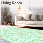 Pastel Mint Floral Line Art Rug