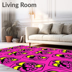 Pink Yellow Black Abstract Face Rug