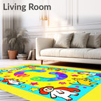 Playful Colorful Animals Stars Whimsical Swirls Rug