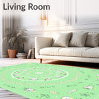 Pastel Green Whimsical Bird Mandala Rug