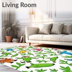 Joyful Monkeys Bananas Tropical Leaves Rug