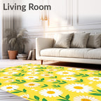 Yellow Daisy Floral Field Rug