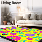 Vibrant Floral Butterfly Medallion Background Rug
