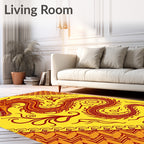 Fiery Red Dragon Yellow Art Rug