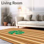 Green Tree On Wood Plank Background Rug