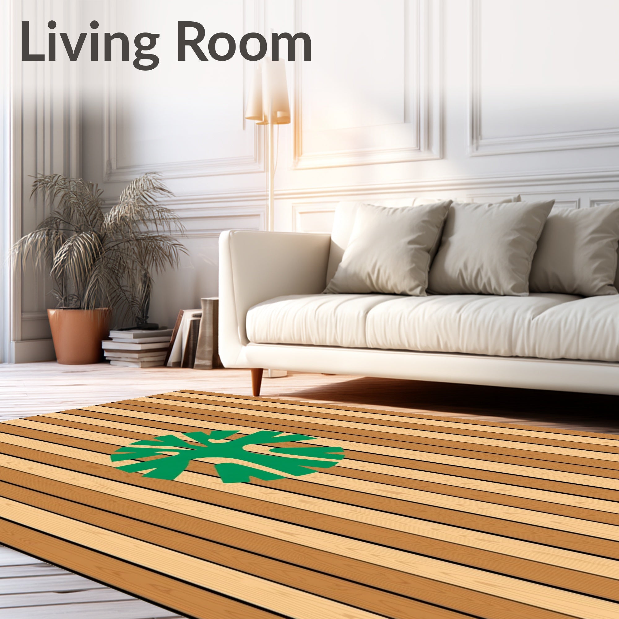 Green Tree On Wood Plank Background Rug