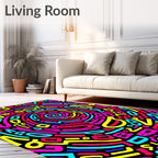 Vibrant Neon Abstract Swirl Rug