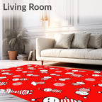 Red White Striped Figures Christmas Hat Rug