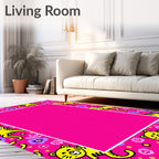 Pink Tiger Flower Garden Border Rug