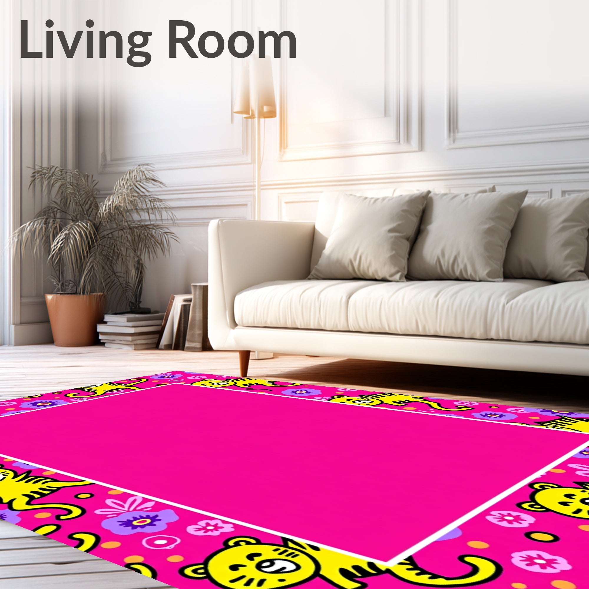 Pink Tiger Flower Garden Border Rug