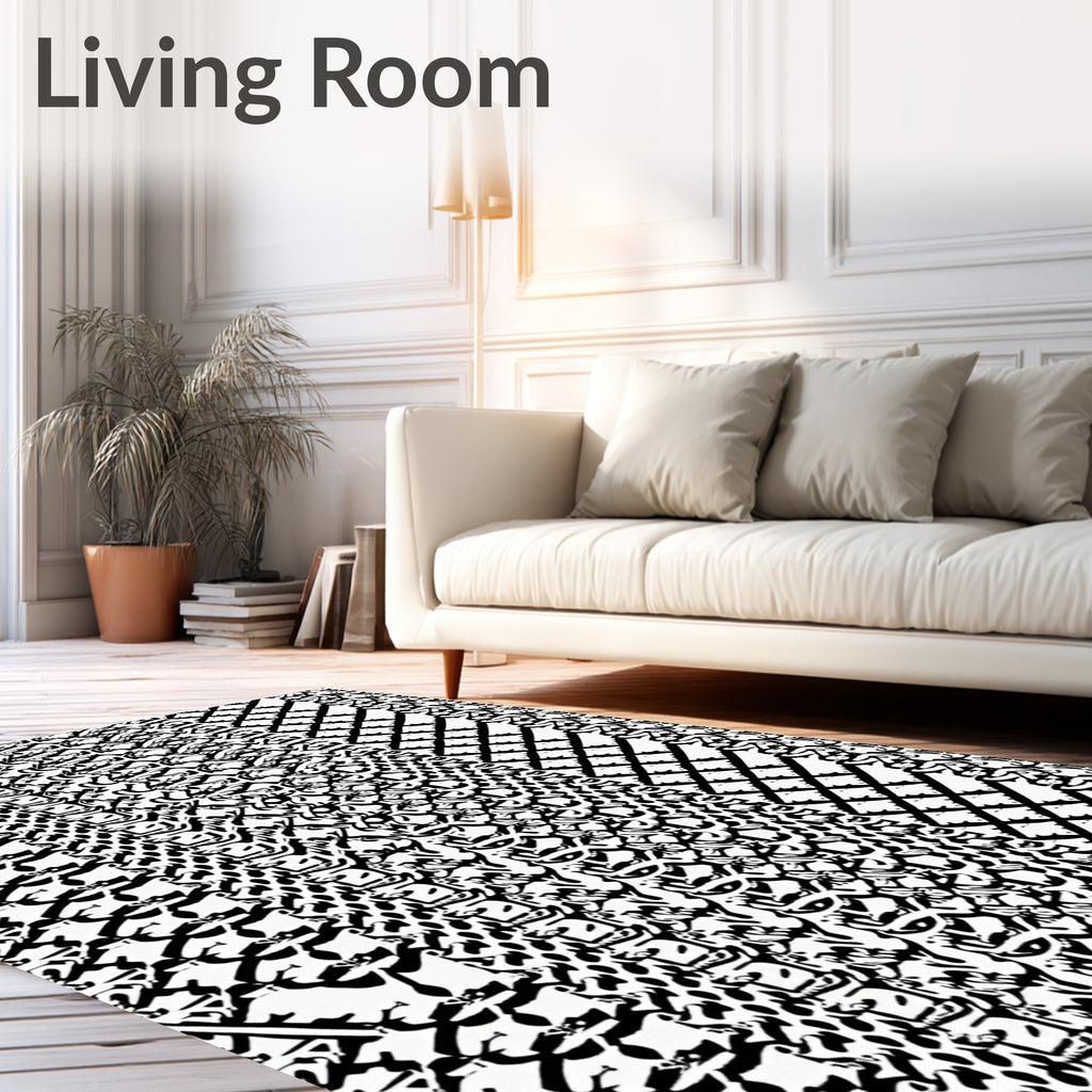 Monochromatic Abstract Chain Link Zigzag Rug