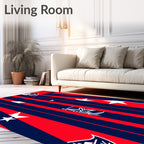 Bold Red Blue Star Emblem Stripes Rug