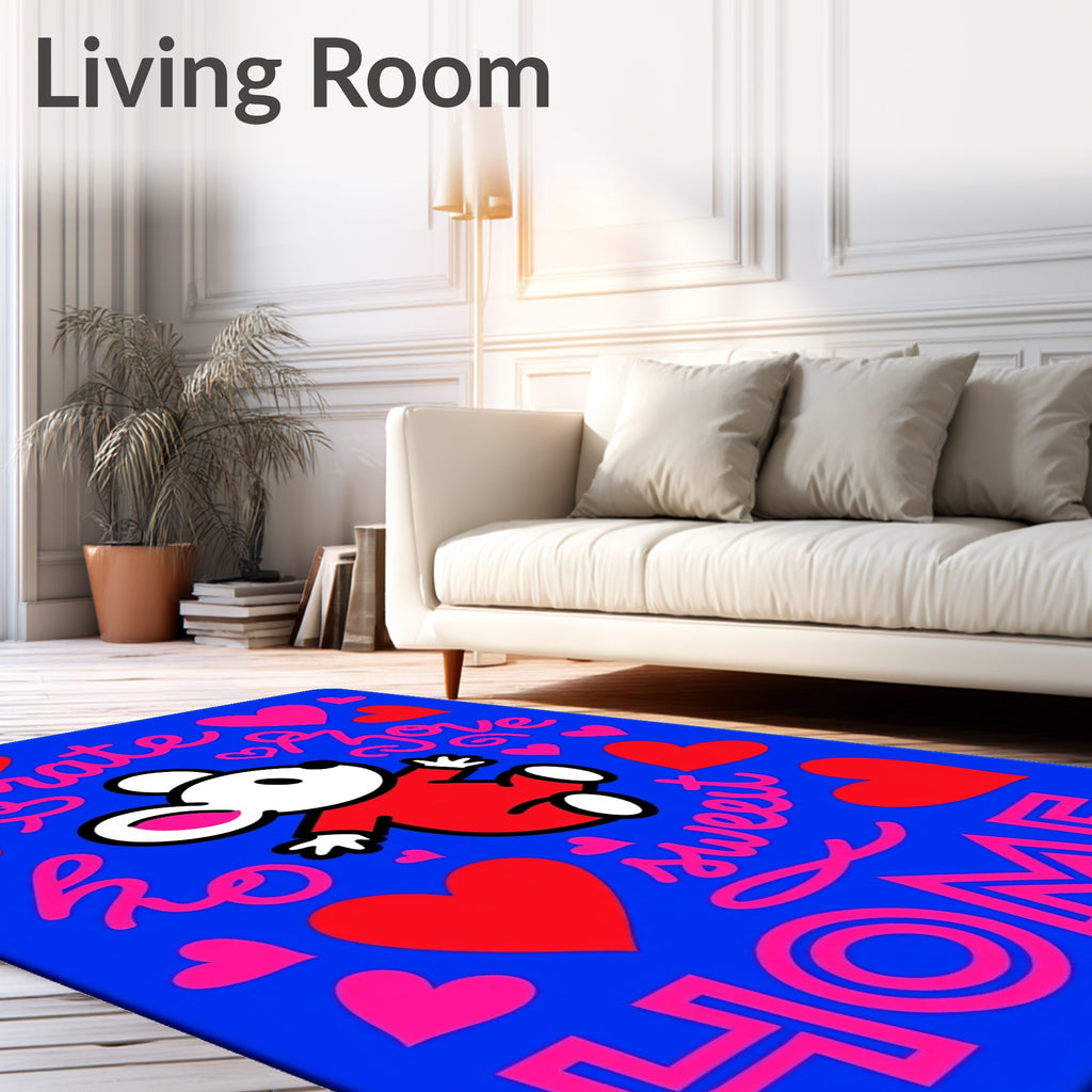 Cute Red Mouse Hearts Sweet Home Narrative Rug