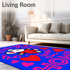 Cute Red Mouse Hearts Sweet Home Narrative Rug