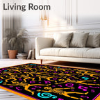 Dancing Skeletons Orange Musical Notes Rug