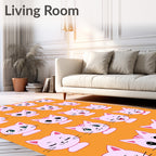 Pink Kitten Faces All Over Print Rug