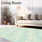 Serene Teal Vine Blossom Rug