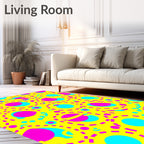 Bright Yellow Pink Blue Circles Rug
