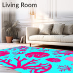 Vivid Pink Coral Ocean Foliage Rug
